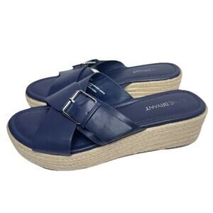 Lane Bryant Wide Sandals Navy Dream Cloud Buckle Espadrille Wedge Womens Sz 9